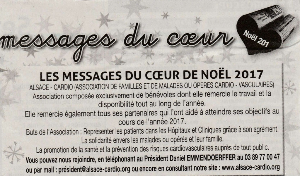 Alsace cardio messages du coeur de noel dna