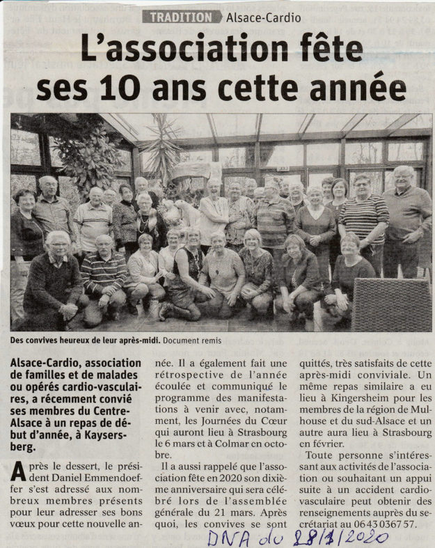 Alsace Cardio - DNA - Repas voeux 2020